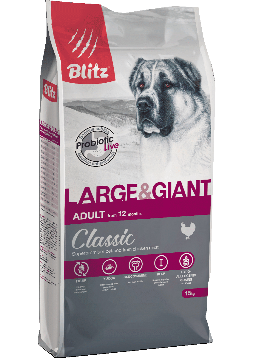 Blitz Classic сухой корм для взрослых собак крупных и гигантских пород