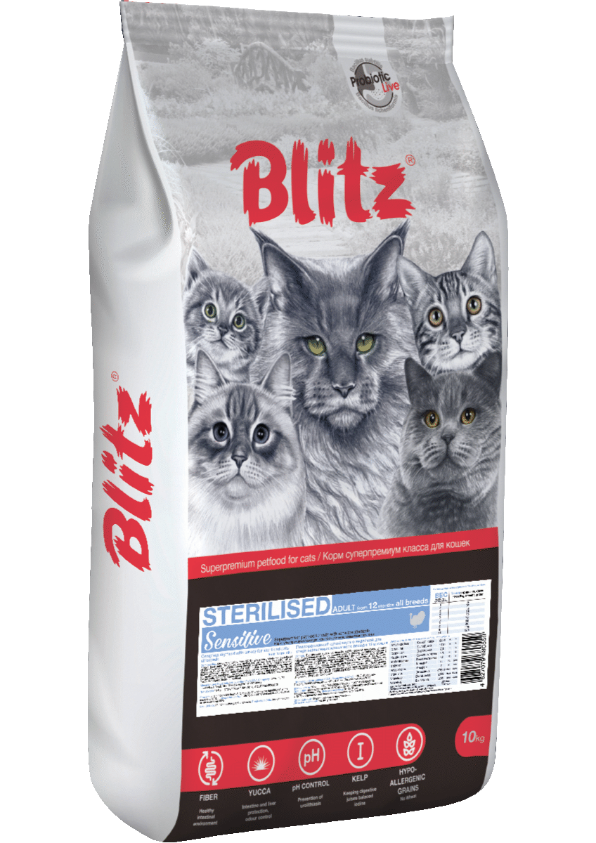 Blitz Sensitive с индейкой сухой корм для стерилизованных кошек Blitz Sensitive с индейкой сухой корм для стерилизованных кошек