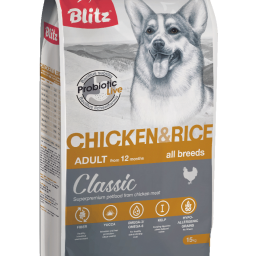 Blitz Classic с курицей и рисом сухой корм для собак всех пород
