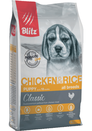 Blitz Classic с курицей и рисом сухой корм для щенков всех пород