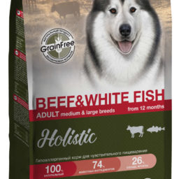 Blitz Holistic ГОВЯДИНА И БЕЛАЯ РЫБА — беззерновой сухой корм для взрослых собак средних и крупных пород