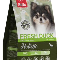 Blitz Holistic СВЕЖАЯ УТКА — монопротеиновый сухой корм для взрослых собак мелких пород