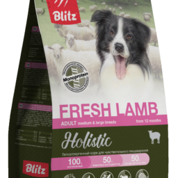 Blitz Holistic СВЕЖИЙ ЯГНЁНОК — монопротеиновый сухой корм для взрослых собак средних и крупных пород