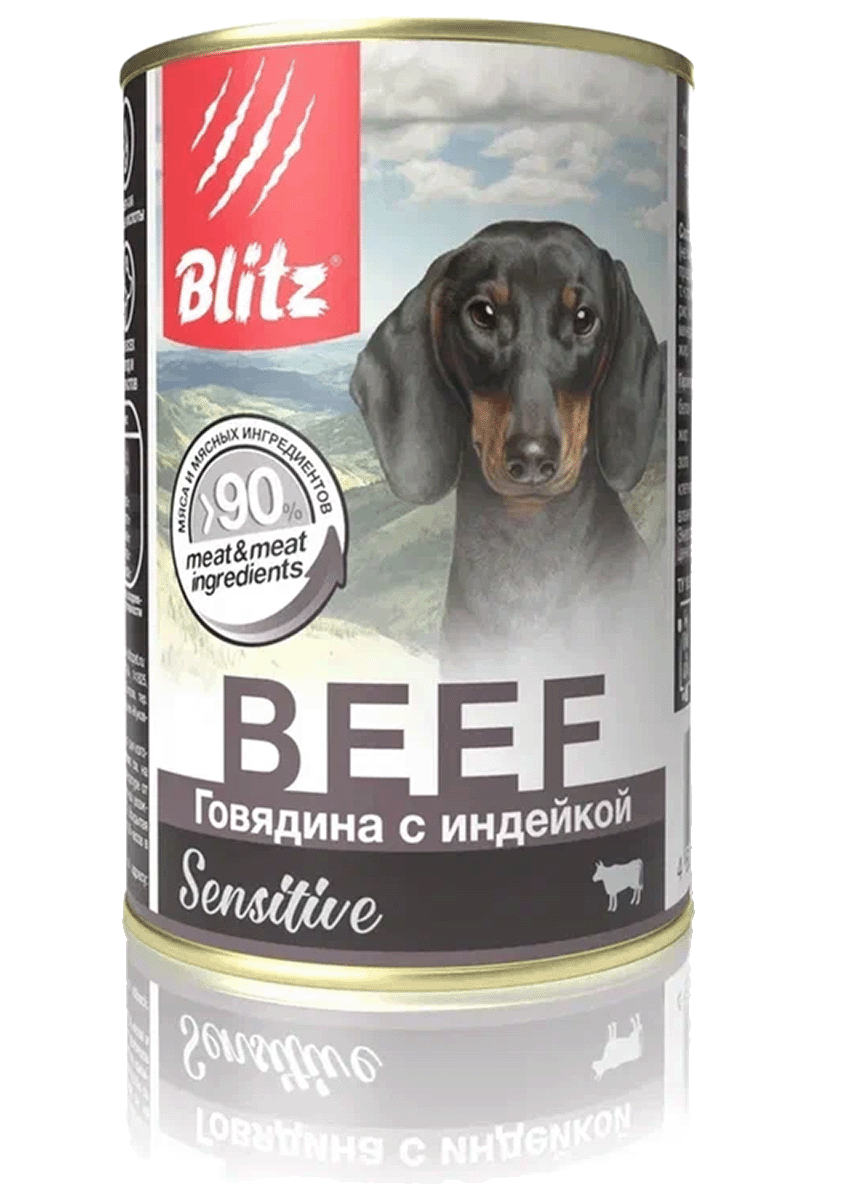 Blitz Sensitive «Говядина с индейкой» консервированный корм для собак всех пород и возрастов