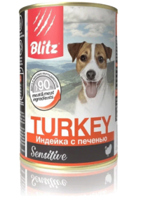 Blitz Sensitive "Индейка с печенью" консервированный корм для собак всех пород и возрастов