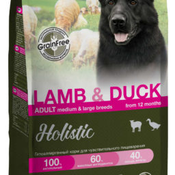Blitz Holistic ЯГНЁНОК И УТКА — беззерновой сухой корм для взрослых собак средних и крупных пород
