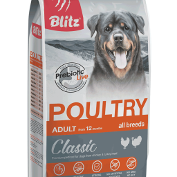 Blitz Classic с домашней птицей сухой корм для взрослых собак всех пород