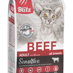 Blitz Sensitive «Говядина» сухой корм для взрослых кошек