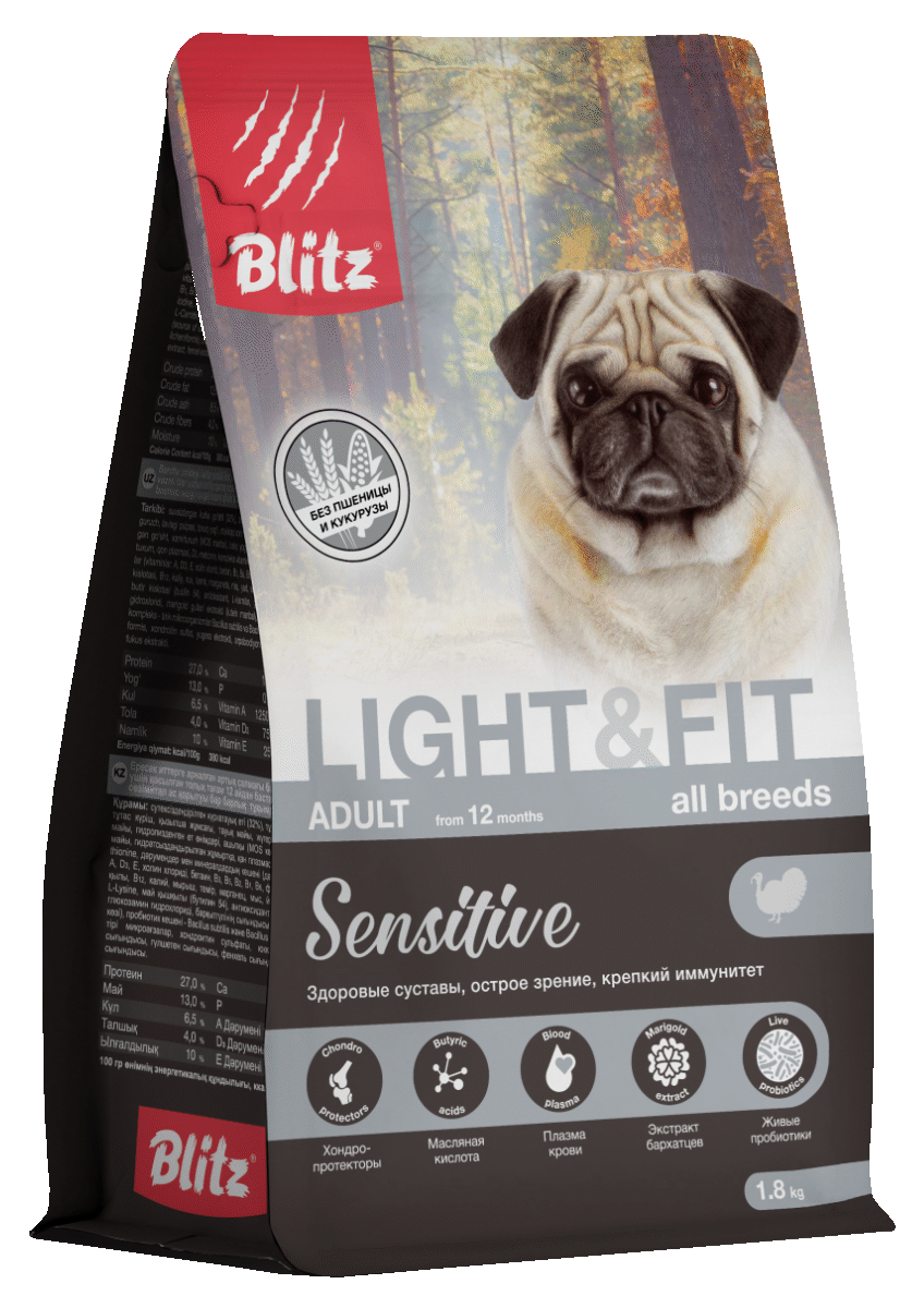 Blitz Sensitive Light & Fit сухой корм для взрослых собак с лишним весом Blitz Sensitive Light & Fit сухой корм для взрослых собак с лишним весом