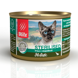 Blitz Holistic «Утка с индейкой» мясной паштет — влажный корм для стерилизованных кошек Blitz Holistic «Утка с индейкой» мясной паштет — влажный корм для стерилизованных кошек