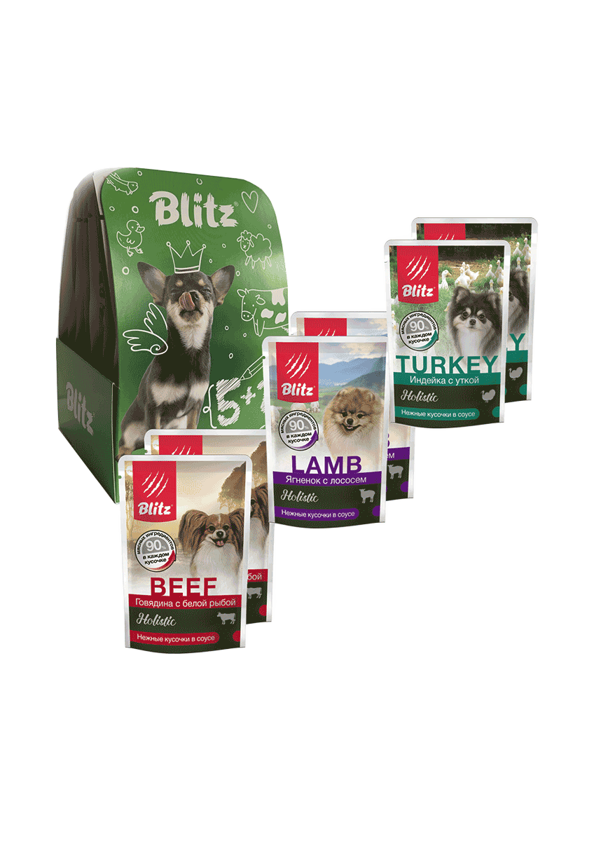 Blitz Holistic Ассорти 5 + 1 набор влажных кормов для собак без курицы и зерна