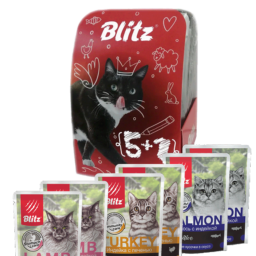 Blitz Sensitive Ассорти 5 + 1 набор влажных кормов для взрослых кошек