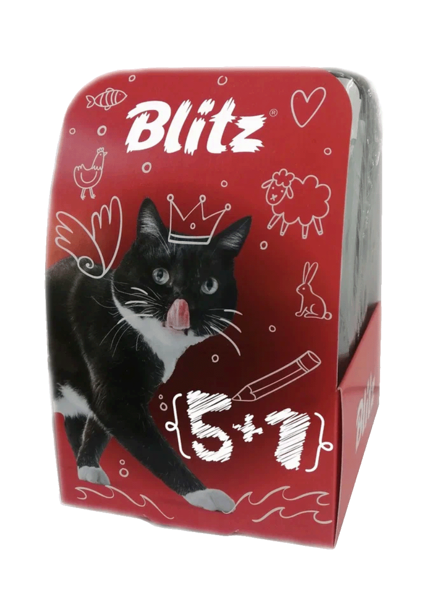 Blitz Sensitive Ассорти 5 + 1 набор влажных кормов для взрослых кошек