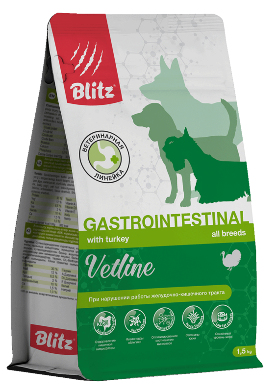 Blitz Vetline Gastrointestinal сухой полнорационный диетический корм для собак при расстройствах пищеварения