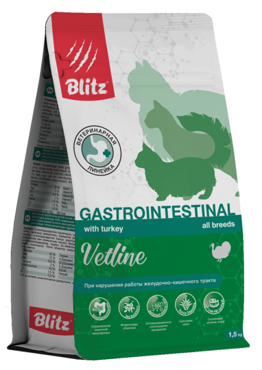 Blitz Vetline Gastrointestinal сухой полнорационный диетический корм для кошек при заболеваниях ЖКТ